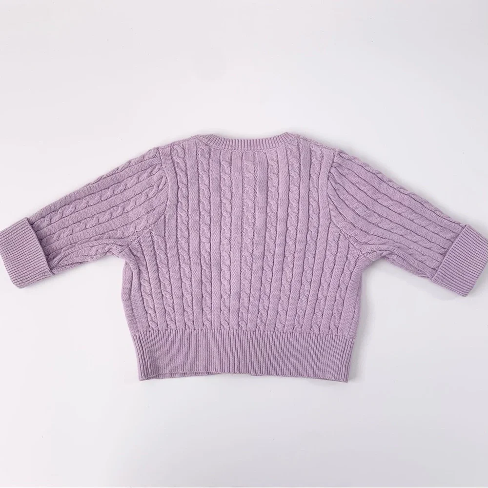Ralph Lauren Lavender Cable Knit Baby Cardigan
